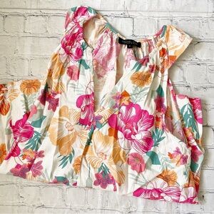 Rachel Zoe Ivory & Multicolor Tropical Floral Print Sleeveless Blouse